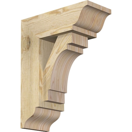 Ekena Millwork Merced Traditional Rough Sawn Bracket w/ Offset Brace, Douglas Fir, 6"W x 14"D x 18"H BKT0604X14X18MRC01RDF